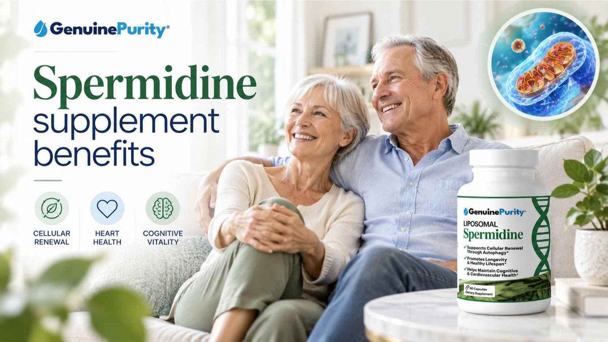 Genuine Purity Liposomal Spermidine supplement bottle for spermidine supplement benefits