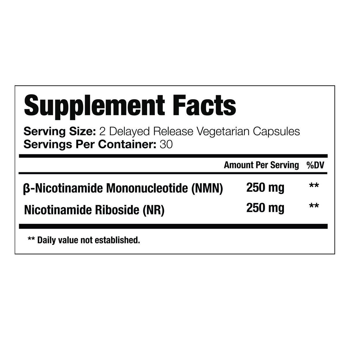 NMN+NR Supplement Label